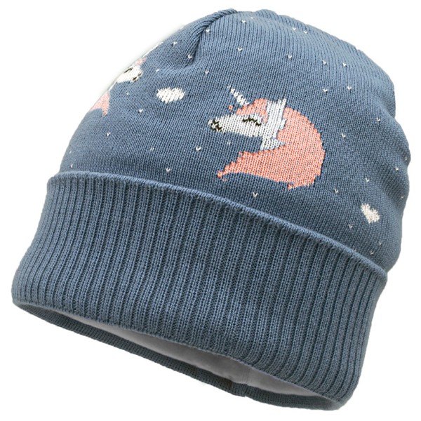 Image of maximo - Girl-Mütze Einhorn mit Umschlag und Futter - Mütze Gr 49 cm grau/blau