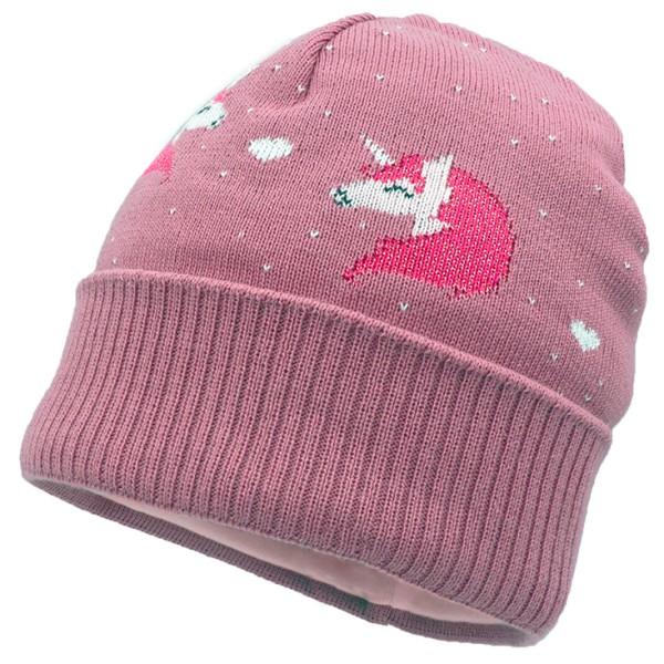 maximo Girl-Mütze Einhorn mit Umschlag und Futter Mütze Kids (Gr 47-49 cm |rosa)