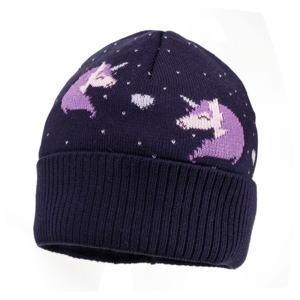 maximo – Girl-Mütze Einhorn mit Umschlag und Futter – Muts maat , Blauw