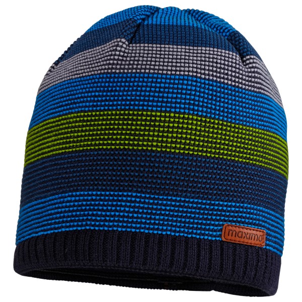 Image of maximo - Mini-Beanie randlos Blockringel - Mütze Gr 53 cm blau