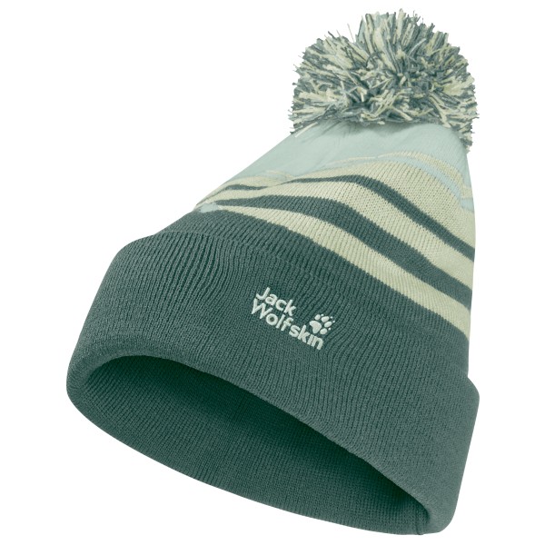 Jack Wolfskin Kid’s Stripy Pompom Beanie Muts cm Groen