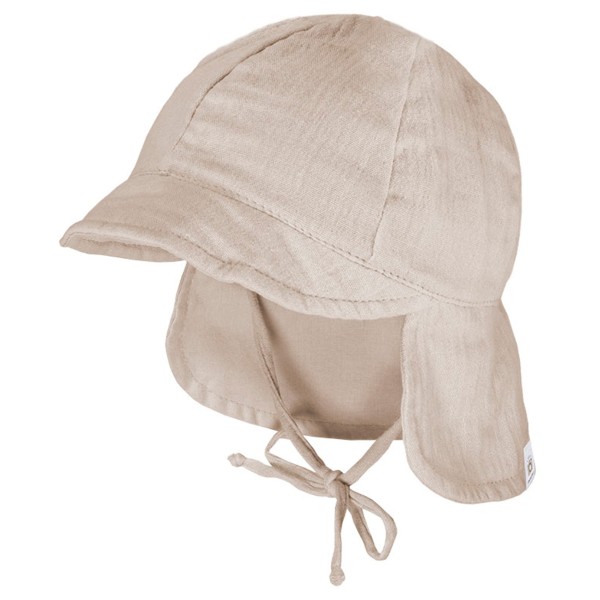 Cap maximo Baby's Schildmütze Band Musselinstoff Nackenschutz Kinder (Gr 39 cm |beige)
