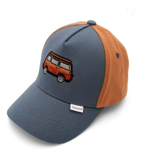 maximo – Boy’s Cap Camping Bus Stickerei Klettverschluss – Pet maat , Blauw