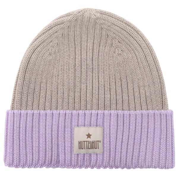 Huttelihut Kid’s Hat Wool Knit Color Block Muts cm 12-24 Months /purper Grijs