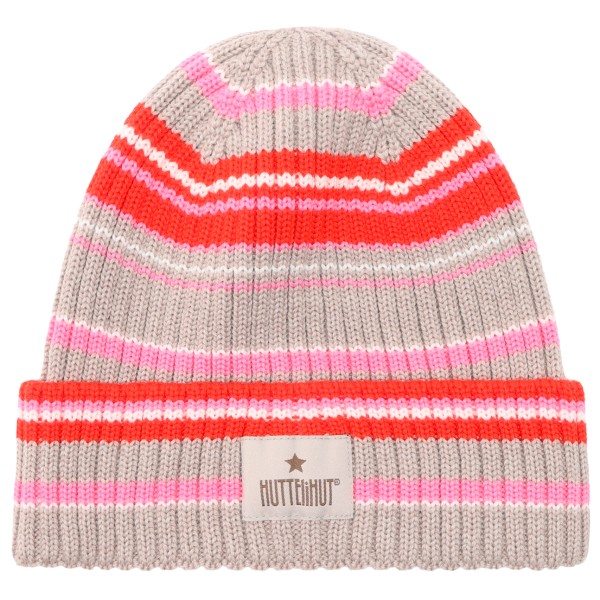Huttelihut Kid’s Hat Wool Knit Color Stripe Muts cm 12-24 Months Roze