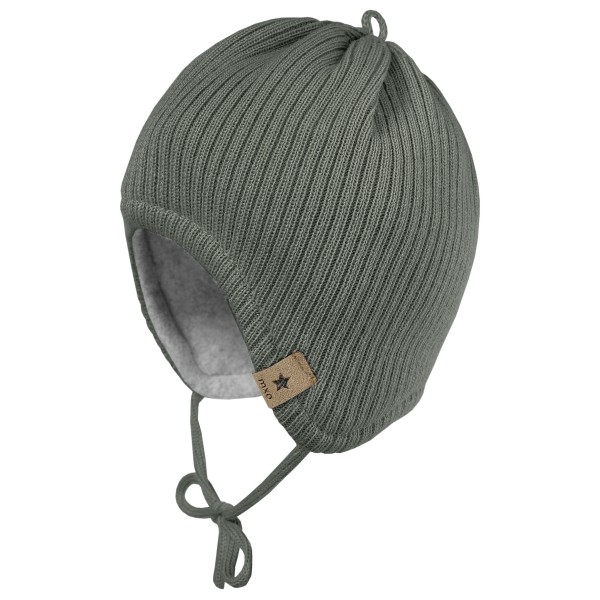 maximo Baby’s Rippen Fleece Mütze m. Band Muts cm /olijfgroen Grijs