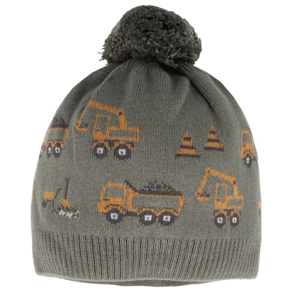 maximo Boy’s Jacquard Mütze m. Pompon Baufahrzeuge Muts cm Grijs
