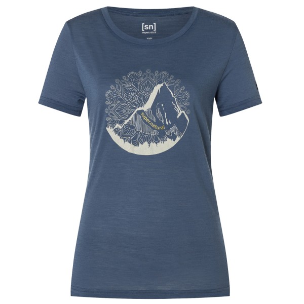 super.natural Women’s Mountain Mandala Tree Tee Merinoshirt Blauw