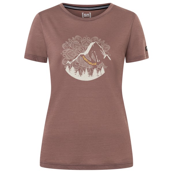 super.natural Women’s Mountain Mandala Tree Tee Merinoshirt Bruin