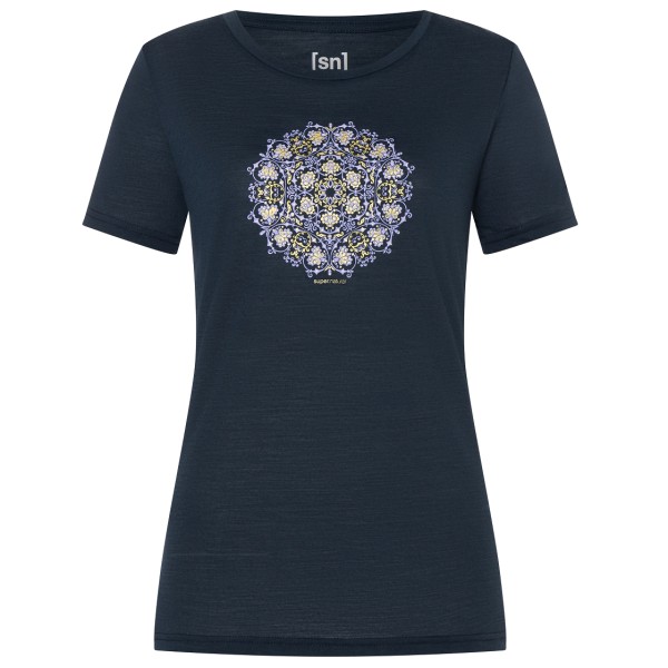 Image of super.natural - Women"s Ornament Tee - Merinoshirt Gr M blau'
