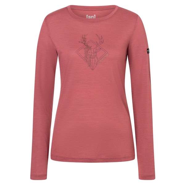 Image of super.natural - Women"s Deer Art L/S - Longsleeve Gr 34 - XS rosa/rot'