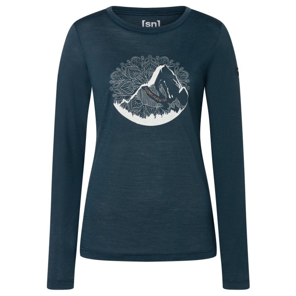 Image of super.natural - Women"s Mountain Mandala Tree L/S - Longsleeve Gr 34 - XS blau'