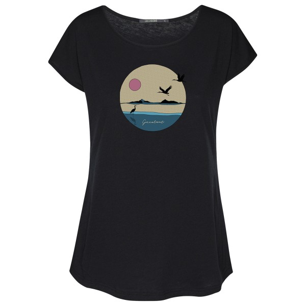 Image of GreenBomb - Women"s Nature Sun Cranes Cool T-Shirt Cotton - T-Shirt Gr L;M;S schwarz'