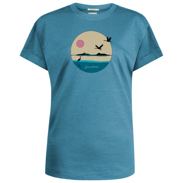 Image of GreenBomb - Women"s Nature Sun Cranes Stop T-Shirt Cotton - T-Shirt Gr L;M;S;XL;XS blau'