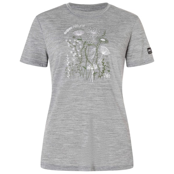 super.natural – Women’s Rock Flowers Tee – Merinoshirt maat S, Grijs