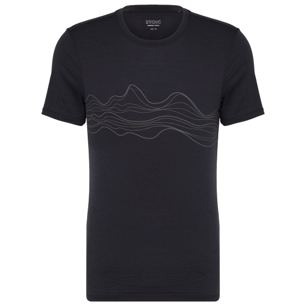 Stoic Merino155 LaholmSt. Print T-Shirt Lines Merinoshirt Zwart