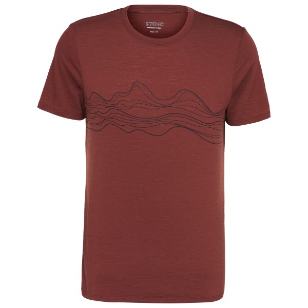 Stoic Merino155 LaholmSt. Print T-Shirt Lines Merinoshirt Rood