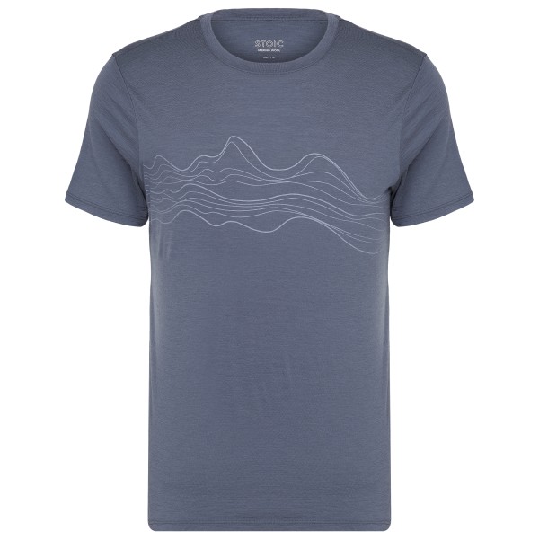 Stoic Merino155 LaholmSt. Print T-Shirt Lines Merinoshirt Blauw