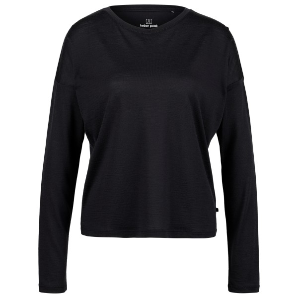 Heber Peak MerinoCool165 EvergreenHe L/S Merinoshirt Damen (Gr L |schwarz)