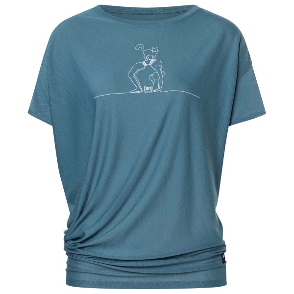 super.natural Women’s Cat Yoga Loose Tee Merinoshirt Blauw