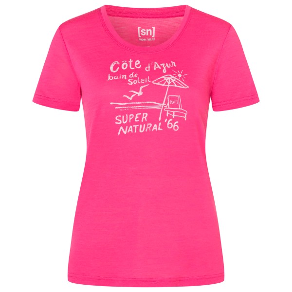 super.natural Cote D'Azur Tee Merinoshirt Women (Gr XL |rosa/weiß)