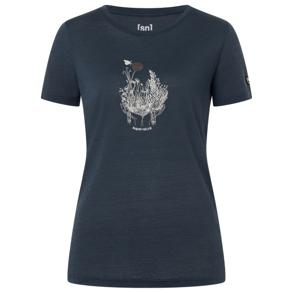 super.natural Women’s Flowerhands Tee Merinoshirt copper Blauw