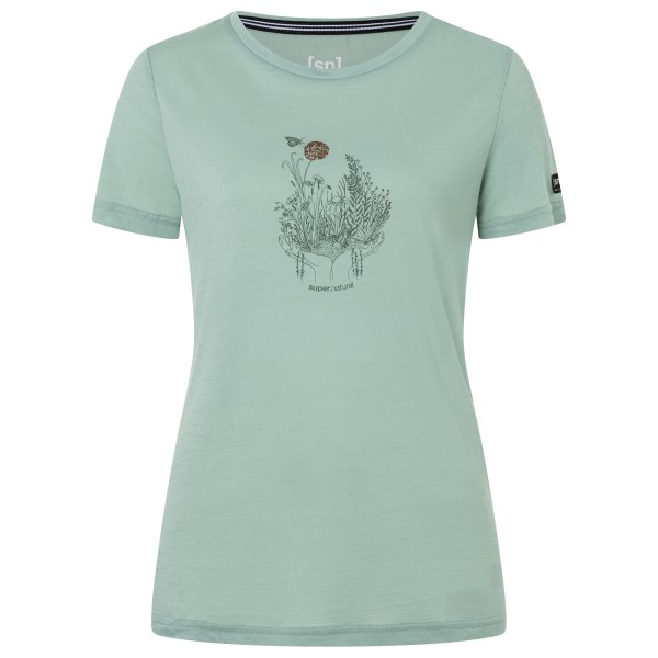 super.natural Women’s Flowerhands Tee Merinoshirt Light Jade / Copper