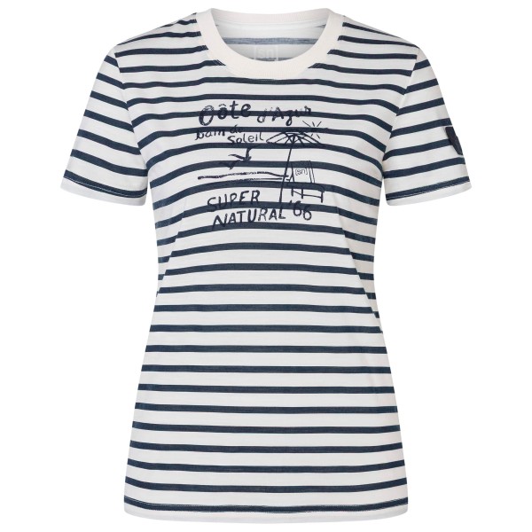 super.natural Stripe Cote DAzur Bio Jersey Tee Merinoshirt Damen (Gr L |weiß/ salute)