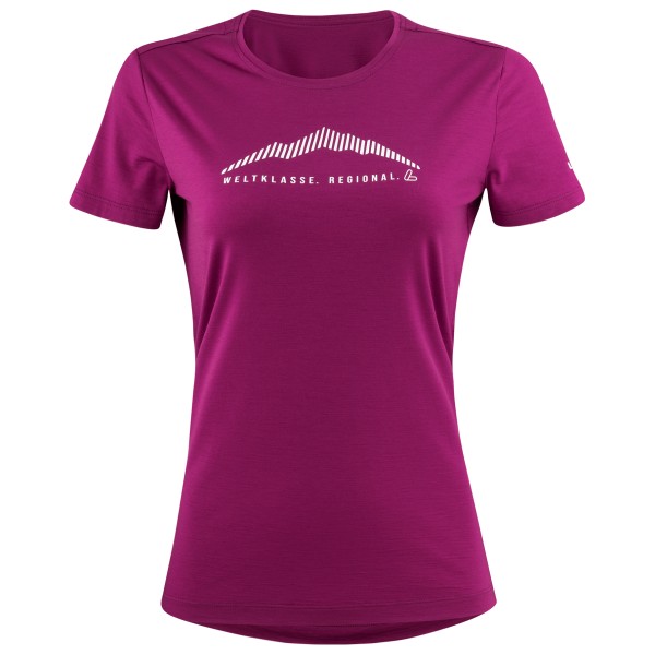 Löffler - Women's Printshirt Weltklasse Merino-Light - Merinoshirt Gr 46 bordeaux