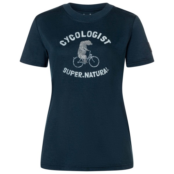super.natural Women’s Cycologist Bio Jersey Tee Merinoshirt mountain trail Blauw