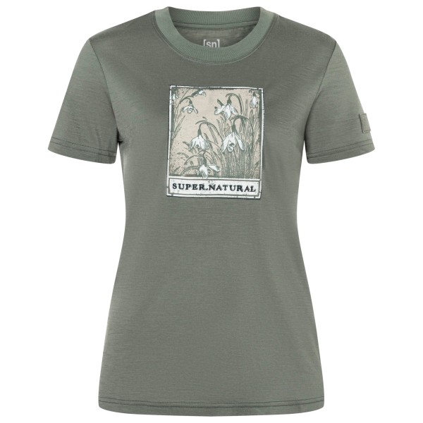 super.natural - Women's Snodrops Bio Jersey Tee - Merinoshirt Gr S eucalyptus / various