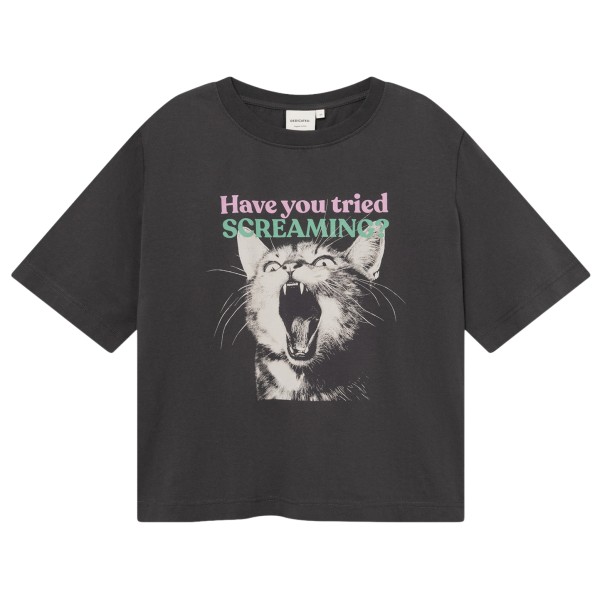 DEDICATED Women’s T-Shirt Vadstena Screaming Cat T-shirt Grijs