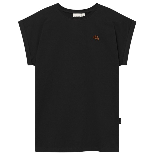 DEDICATED Women’s T-Shirt Visby Croissant EMB T-shirt Zwart