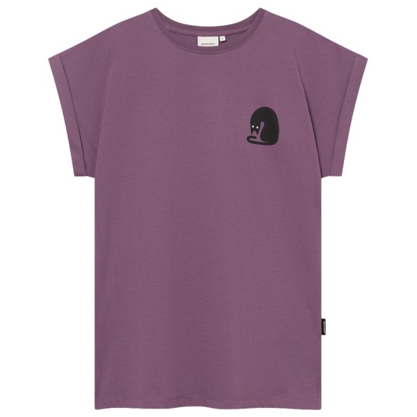 DEDICATED Women’s T-Shirt Visby Curious Cat T-shirt Purper