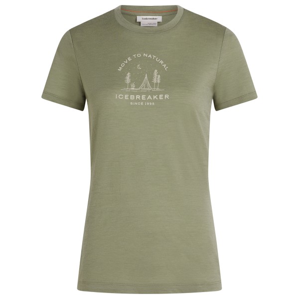 Icebreaker Women’s Merino 150 Tech Lite S/S Tee Peaceful Pass Merinoshirt Olijfgroen